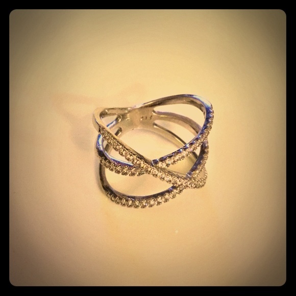 Sterling Forever Sterling Silver CZ Criss X Ring - Picture 2 of 8